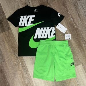 NEW Nike Black and Neon Green Tee and Shorts